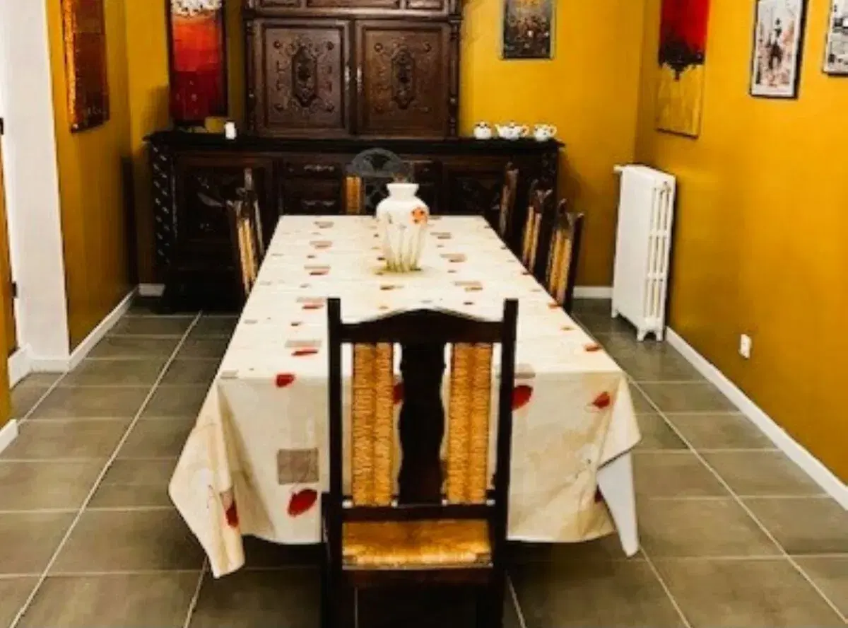 A long dining table at Ma Maison